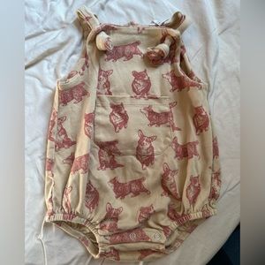 kate quinn corgi tie pocket overall bubble (organic cotton interlock)